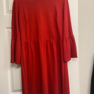 LOFT Vibrant Red Long Sleeve Dress